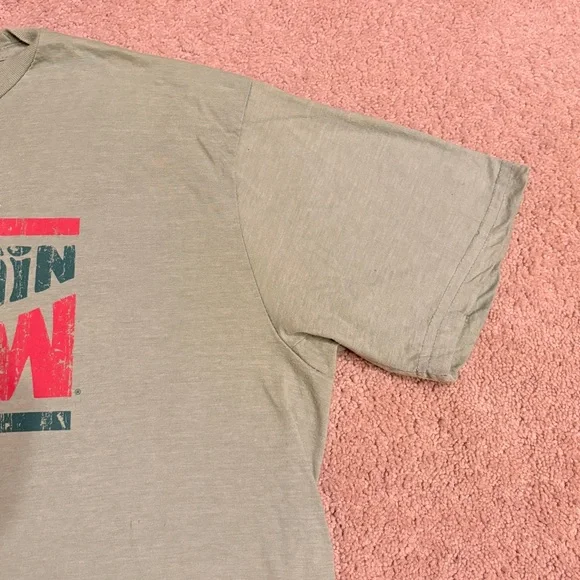 Mountain Dew Graphic T Shirt Adult XL Faded Green Short Sleeve Flaw Grunge - Picture 5 of 8